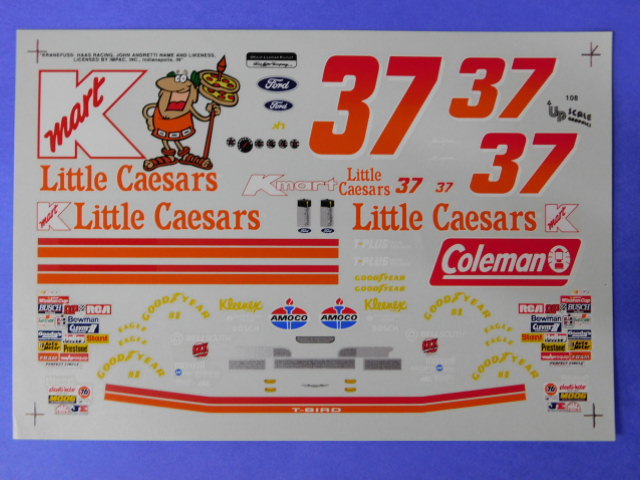 #37 John Andretti Little Caesar's Ford 1/32nd  Scale Waterslide Slot Car Decals 