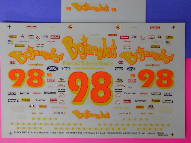 Slixx NASCAR Decals #98 Bojangles Ford Thunderbird Derrike Cope for sale online
