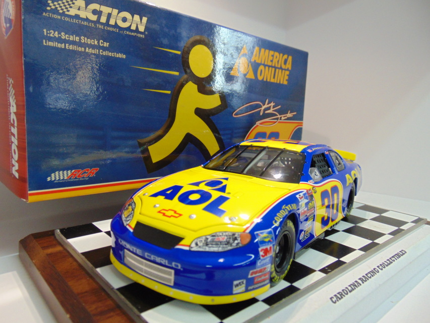 2004 JOHNNY SAUTER signed NASCAR PHOTO CARD POSTCARD AOL CHEVROLET RACING #30 wC 