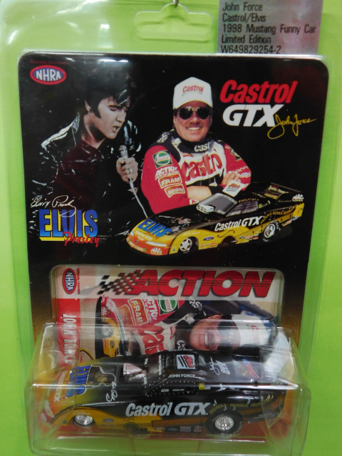 2002 ACTION 1/64 JOHN FORCE CASTROL ELVIS 25TH ANNIVERSARY MUSTANG FUNNY CAR TIN 