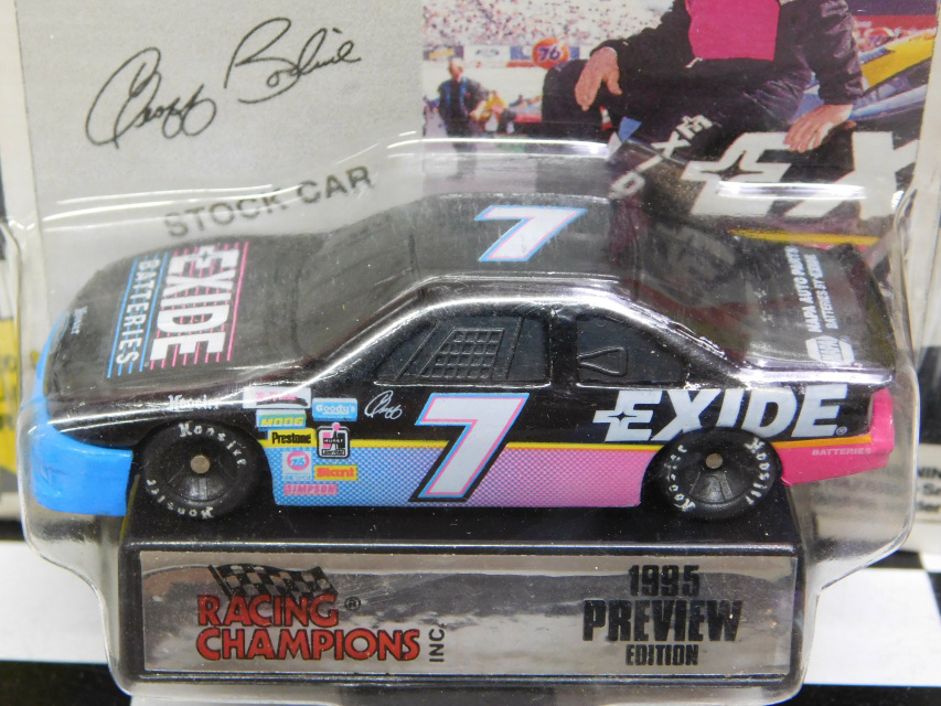 1995 Racing Champions Diecast NASCAR Geoff Bodine #7 Exide Ford Thunderbird 1/24 
