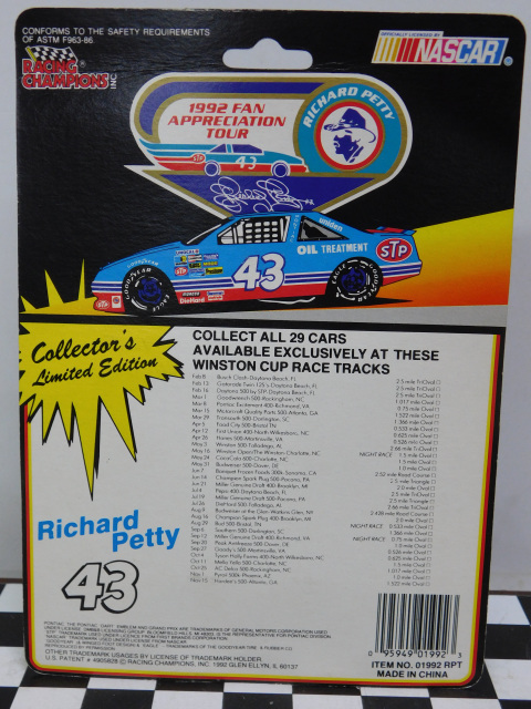 NEW Richard Petty STP 1992 Fan Appreciation Tour Stock Car/Collector Card 