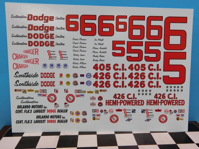 CD_399 #6 David Pearson  Cotton Owens Dodge Charger   1:64  Scale DECALS 