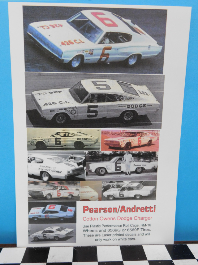 CD_399 #6 David Pearson  Cotton Owens Dodge Charger   1:32  Scale DECALS