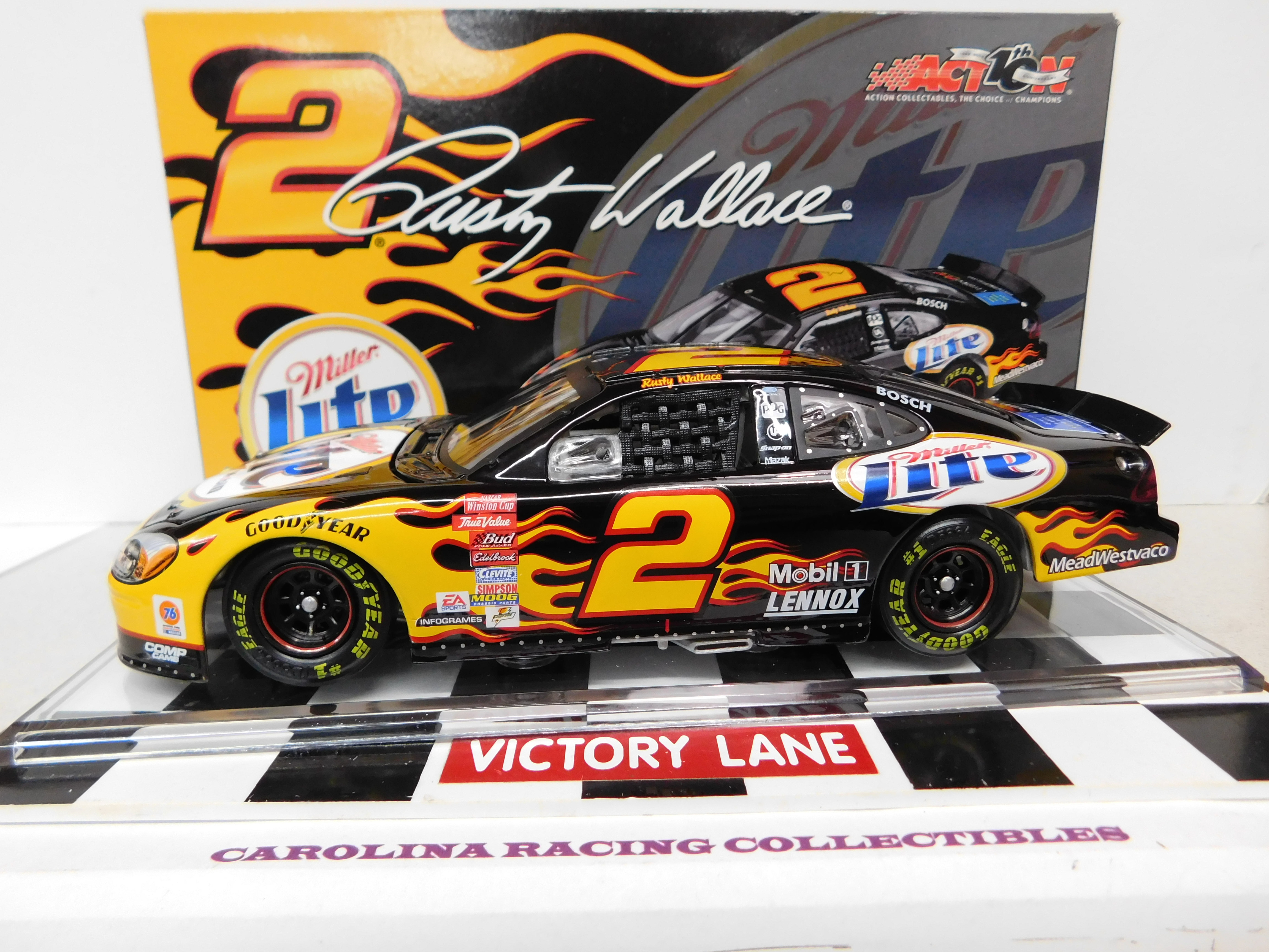 NEW ACTION 2002 RUSTY WALLACE #2 MILLER LITE BLACK FORD TAURUS 1/24 1 OF 8,592 