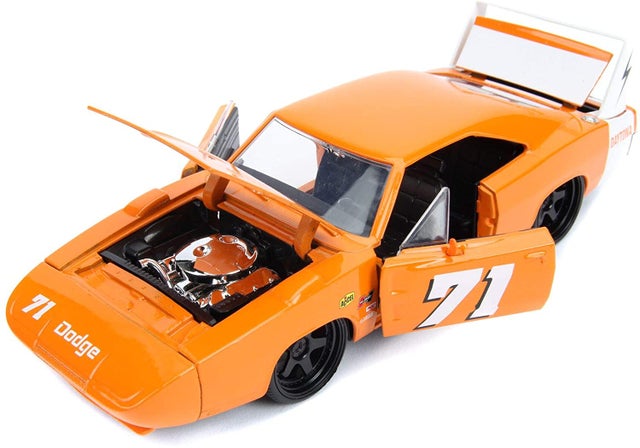 JADA 1/24 Big Time Muscle 1969 Dodge Charger Daytona, #71 Orange Diecast  Car (JAD31453)